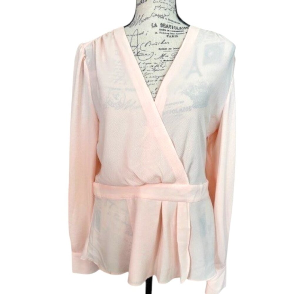 Tommy Hilfiger Faux Wrap Textured Peplum Blouse